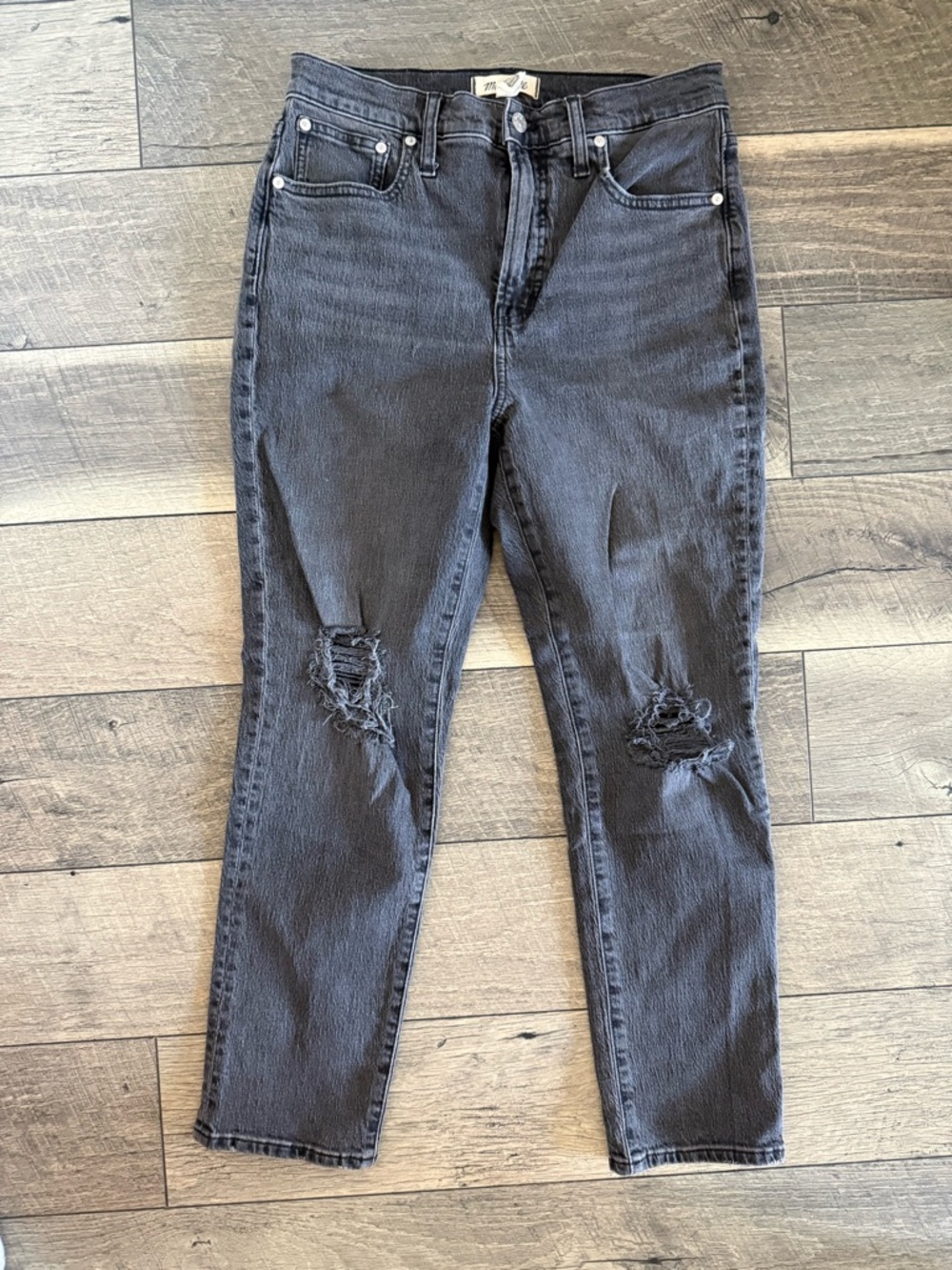 Madewell The Perfect Vintage Jean Faded Black Distressed Size 28